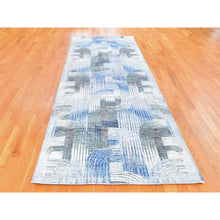 Load image into Gallery viewer, 4&#39;x12&#39;5&quot; The Intertwined Passage, Silk With Textured Wool Hand Knotted Wide Runner Oriental Rug FWR358392