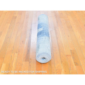 4'x12'5" The Intertwined Passage, Silk With Textured Wool Hand Knotted Wide Runner Oriental Rug FWR358392
