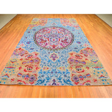 Load image into Gallery viewer, 9&#39;9&quot;x13&#39;8&quot; Sari Silk And Textured Wool Colorful Maharaja Design Hand Knotted Oriental Rug FWR358416