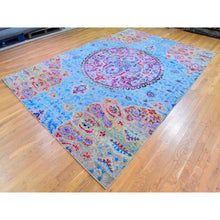 Load image into Gallery viewer, 9&#39;9&quot;x13&#39;8&quot; Sari Silk And Textured Wool Colorful Maharaja Design Hand Knotted Oriental Rug FWR358416