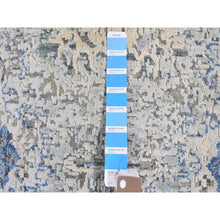 Load image into Gallery viewer, 2&#39;6&quot;x6&#39; Blue Distressed Oushak Pure Silk With Textured Wool Wide Runner Hand Knotted Oriental Rug FWR358458