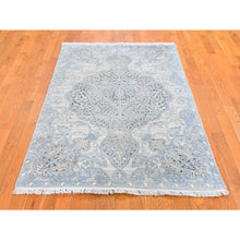 Load image into Gallery viewer, 4&#39;x6&#39;3&quot; Tree Of Life Meditation Design Silk With Textured Wool Hand Knotted Oriental Rug FWR358470