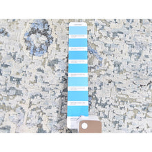 Load image into Gallery viewer, 4&#39;x6&#39; Blue Pure Silk With Textured Wool Distressed Oushak Hand Knotted Oriental Rug FWR358500