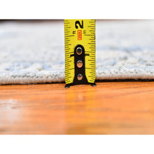 Load image into Gallery viewer, 4&#39;x6&#39; Blue Pure Silk With Textured Wool Distressed Oushak Hand Knotted Oriental Rug FWR358500