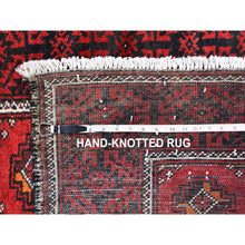 Load image into Gallery viewer, 3&#39;10&quot;x7&#39;4&quot; Red Vintage Persian Baluch Hand Knotted Organic Wool Oriental Rug FWR358548