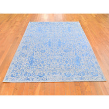 Load image into Gallery viewer, 5&#39;10&quot;x9&#39; Blue Jacquard Hand Loomed Broken Cypress Tree Design Silken Thick And Plush Oriental Rug FWR358572