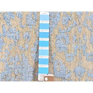 5'10"x9' Blue Jacquard Hand Loomed Broken Cypress Tree Design Silken Thick And Plush Oriental Rug FWR358572