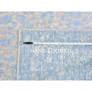 5'10"x9' Blue Jacquard Hand Loomed Broken Cypress Tree Design Silken Thick And Plush Oriental Rug FWR358572