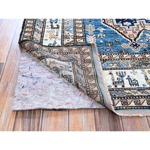 5'x6'3" Crepe Pink, Afghan Ersari With Turkish Knot, Caucasian Design Revival, Ancient Bird Figurines, Vegetable Dyes, Densely Woven, Hand Knotted, Soft Wool, Oriental Rug FWR3582