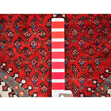Load image into Gallery viewer, 3&#39;7&quot;x5&#39; Red Vintage Persian Sarouk Mir Good Condition Repetitive  Design With Geometric Pure Wool Hand Knotted Oriental Rug FWR359424