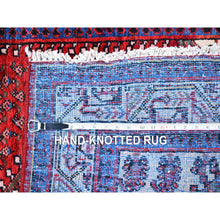 Load image into Gallery viewer, 3&#39;7&quot;x5&#39; Red Vintage Persian Sarouk Mir Good Condition Repetitive  Design With Geometric Pure Wool Hand Knotted Oriental Rug FWR359424