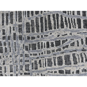 7'10"x10' The Lost Branches, Silk With Textured Wool Hand Knotted Oriental Rug FWR359700