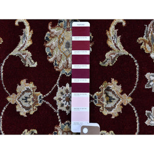 5'x5' Red Half Wool And Half Silk Rajasthan Hand Knotted Round Oriental Rug FWR359706