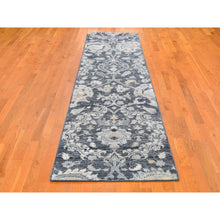 Load image into Gallery viewer, 3&#39;x12&#39;2&quot; Silk With Textured Wool Palmette Motif Hand Knotted Wide Runner Oriental Rug FWR359718