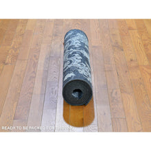 Load image into Gallery viewer, 3&#39;x12&#39;2&quot; Silk With Textured Wool Palmette Motif Hand Knotted Wide Runner Oriental Rug FWR359718