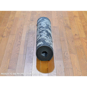 3'x12'2" Silk With Textured Wool Palmette Motif Hand Knotted Wide Runner Oriental Rug FWR359718