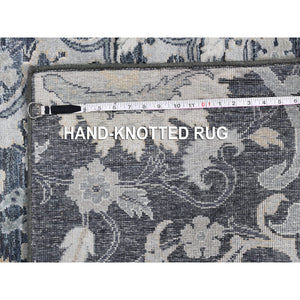 3'x12'2" Silk With Textured Wool Palmette Motif Hand Knotted Wide Runner Oriental Rug FWR359718