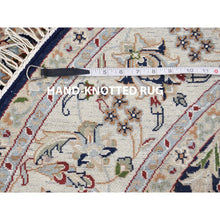 Load image into Gallery viewer, 6&#39;x6&#39; Midnight Blue Nain With Center Medallion Flower Design Pure Wool 250 Kpsi Hand Knotted Round Oriental Rug FWR359958