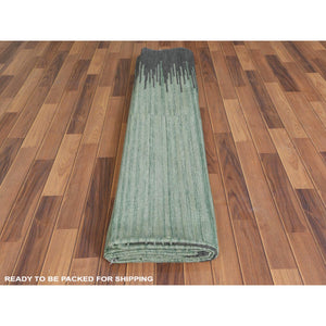 10'x14'1" Hand Woven Light Green Flat Weave Kilim With Ethnic Design Organic Wool Reversible Oriental Rug FWR360126