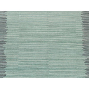 9'3"x12'1" Hand Woven Nomadic Design Light Green Flat Weave Kilim Natural Wool Reversible Oriental Rug FWR360132