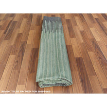 Load image into Gallery viewer, 9&#39;2&quot;x12&#39; Light Green With Nomadic Design Flat Weave Kilim Organic Wool Reversible Hand Woven Oriental Rug FWR360138