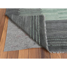 Load image into Gallery viewer, 8&#39;2&quot;x10&#39;1&quot; Hand Woven Light Green Flat Weave Kilim With Ethnic Design Pure Wool Reversible Oriental Rug FWR360144