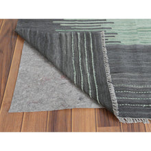 Load image into Gallery viewer, 8&#39;2&quot;x10&#39;1&quot; Hand Woven Light Green Nomadic Design Flat Weave Kilim Handspun Wool Reversible Oriental Rug FWR360150