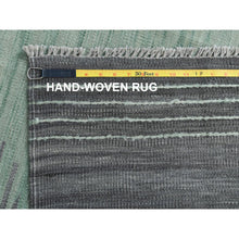 Load image into Gallery viewer, 8&#39;2&quot;x10&#39;1&quot; Hand Woven Light Green Nomadic Design Flat Weave Kilim Handspun Wool Reversible Oriental Rug FWR360150