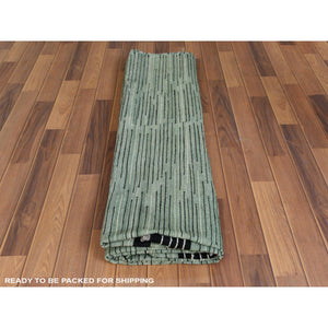 8'2"x10'1" Hand Woven Flat Weave Nomadic Stripe Design Kilim Organic Wool Reversible Oriental Rug FWR360186