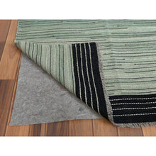 Load image into Gallery viewer, 10&#39;2&quot;x14&#39; Light Green Nomadic Stripe Design Flat Weave Kilim Organic Wool Hand Woven Reversible Oriental Rug FWR360210