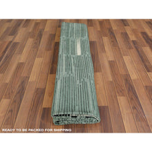 Load image into Gallery viewer, 10&#39;2&quot;x14&#39; Light Green Nomadic Stripe Design Flat Weave Kilim Organic Wool Hand Woven Reversible Oriental Rug FWR360210