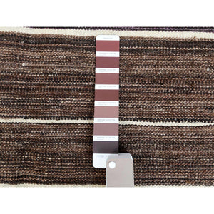 9'6"x12' Hand Woven Brown And Blue Mountain Design Flat Weave Kilim Handspun Wool Reversible Oriental Rug FWR360216