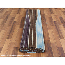 Load image into Gallery viewer, 9&#39;6&quot;x12&#39; Hand Woven Brown And Blue Mountain Design Flat Weave Kilim Handspun Wool Reversible Oriental Rug FWR360216