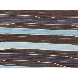 8'2"x10'1" Organic Wool Hand Woven Brown And Blue Mountain Design Flat Weave Kilim Reversible Oriental Rug FWR360228