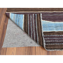 Load image into Gallery viewer, 8&#39;2&quot;x10&#39;1&quot; Organic Wool Hand Woven Brown And Blue Mountain Design Flat Weave Kilim Reversible Oriental Rug FWR360228