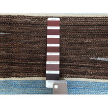 Load image into Gallery viewer, 8&#39;2&quot;x10&#39;1&quot; Organic Wool Hand Woven Brown And Blue Mountain Design Flat Weave Kilim Reversible Oriental Rug FWR360228