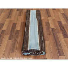 Load image into Gallery viewer, 8&#39;2&quot;x10&#39;1&quot; Organic Wool Hand Woven Brown And Blue Mountain Design Flat Weave Kilim Reversible Oriental Rug FWR360228