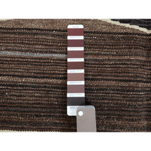 Load image into Gallery viewer, 8&#39;3&quot;x10&#39;2&quot; Brown And Blue Mountain Design Flat Weave Kilim Natural Wool Reversible Hand Woven Oriental Rug FWR360234