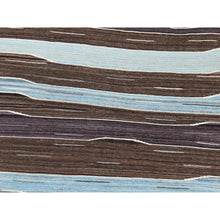 Load image into Gallery viewer, 6&#39;3&quot;x9&#39; Hand Woven Flat Weave Kilim Brown And Blue Mountain Design Pure Wool Reversible Oriental Rug FWR360240