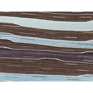 6'3"x9' Hand Woven Flat Weave Kilim Brown And Blue Mountain Design Pure Wool Reversible Oriental Rug FWR360240
