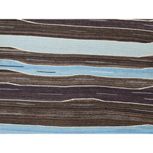 Load image into Gallery viewer, 6&#39;4&quot;x9&#39; Hand Woven Kilim Flat Weave Brown And Blue Mountain Design Organic Wool Reversible Oriental Rug FWR360246