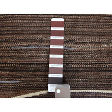 Load image into Gallery viewer, 6&#39;4&quot;x9&#39; Hand Woven Kilim Flat Weave Brown And Blue Mountain Design Organic Wool Reversible Oriental Rug FWR360246