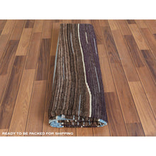 Load image into Gallery viewer, 6&#39;4&quot;x9&#39; Hand Woven Kilim Flat Weave Brown And Blue Mountain Design Organic Wool Reversible Oriental Rug FWR360246