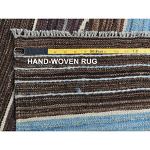 Load image into Gallery viewer, 6&#39;4&quot;x9&#39; Hand Woven Kilim Flat Weave Brown And Blue Mountain Design Organic Wool Reversible Oriental Rug FWR360246