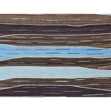Load image into Gallery viewer, 10&#39;5&quot;x14&#39; Handspun Wool Flat Weave Brown And Blue Mountain Design Kilim Hand Woven Reversible Oriental Rug FWR360252