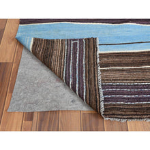 Load image into Gallery viewer, 10&#39;5&quot;x14&#39; Handspun Wool Flat Weave Brown And Blue Mountain Design Kilim Hand Woven Reversible Oriental Rug FWR360252