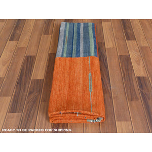6'3"x9'2" Hand Woven Sunburst And Stripes Design Flat Weave Kilim Organic Wool Reversible Oriental Rug FWR360288