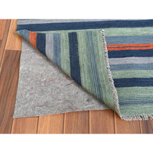 Load image into Gallery viewer, 10&#39;4&quot;x14&#39;2&quot; Sunburst And Stripes Design Flat Weave Kilim Natural Wool Reversible Hand Woven Oriental Rug FWR360300
