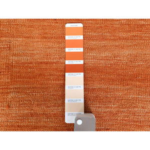 10'4"x14'2" Sunburst And Stripes Design Flat Weave Kilim Natural Wool Reversible Hand Woven Oriental Rug FWR360300