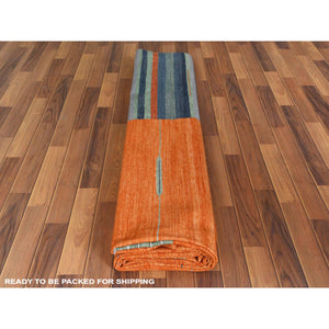 10'4"x14'2" Sunburst And Stripes Design Flat Weave Kilim Natural Wool Reversible Hand Woven Oriental Rug FWR360300